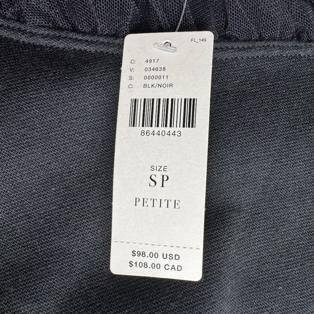 Anthropologie Maeve Sheer-Shoulder Sweatshirt Top Black Size SP - Picture 4 of 13